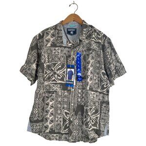 NWT Seapointe Mens Size L Natural Tan Casual Camp Shirt S/S Modal Blend Tropical